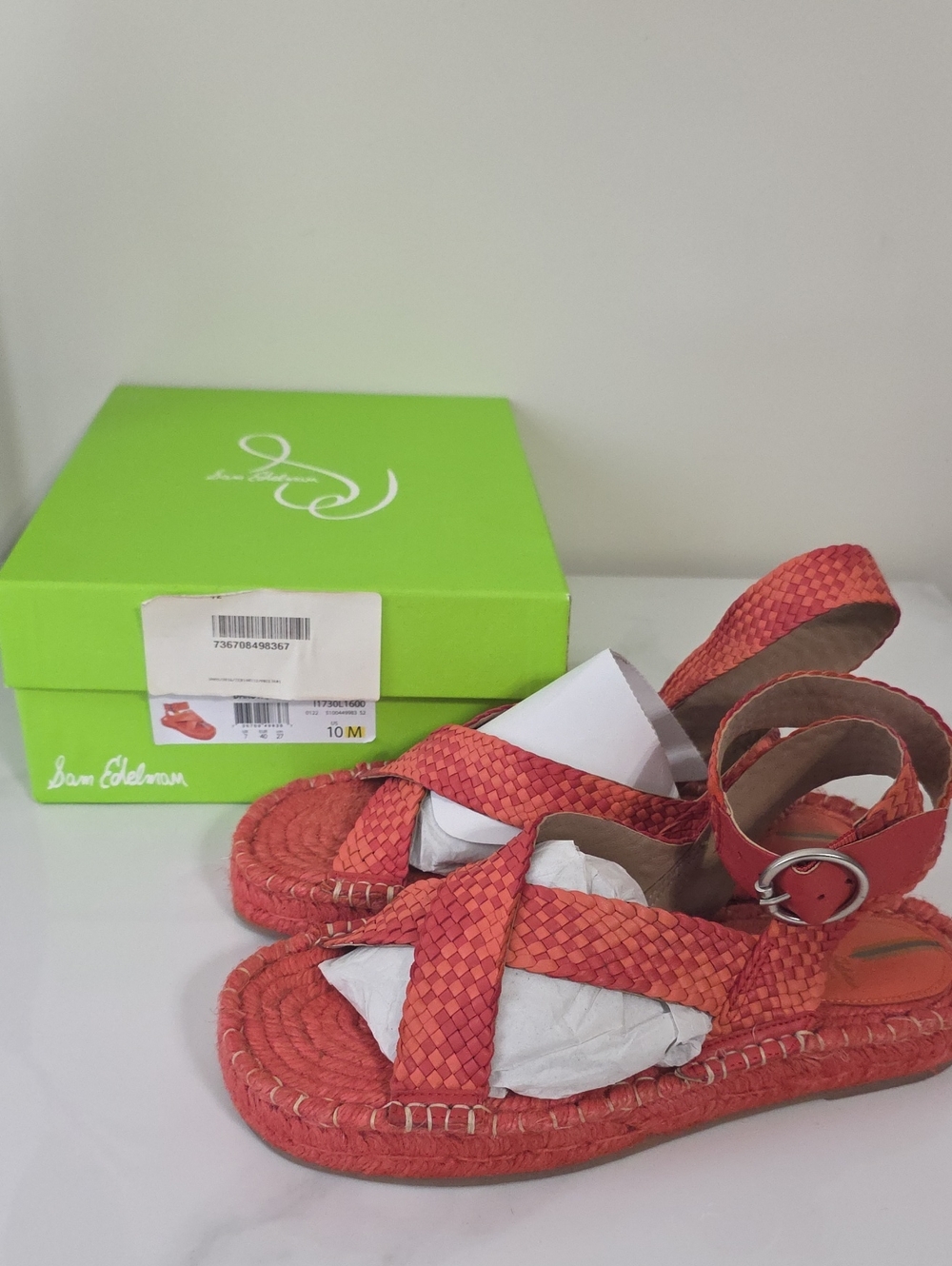 Sam Edelman Dakota Poppy Woven Espadrille Ankle Strap Sandals